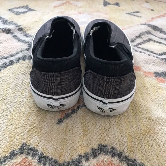 Vans Authentic Gray Black Plaid Corduroy Slip On Sneakers Shoes Womens 8 - Picture 5 of 8